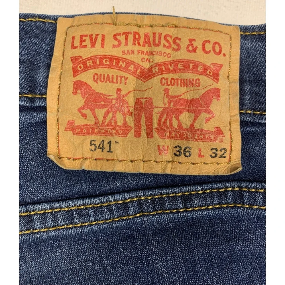 Levi's 541 Jeans Mens 36x32‎ Blue Athletic Fit Stretch Denim Classic Casual